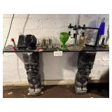 Table - Black Tiki Totem Leg Table, 60 x 37 Inches - table only