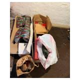 Assorted Christmas Decorations: Artificial Tree, Ornaments, Wrapping Paper & Boxes