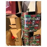 Assorted Christmas Decorations: Artificial Tree, Ornaments, Wrapping Paper & Boxes