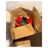 Assorted Christmas Decorations: Artificial Tree, Ornaments, Wrapping Paper & Boxes
