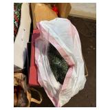 Assorted Christmas Decorations: Artificial Tree, Ornaments, Wrapping Paper & Boxes