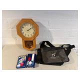 Oak Regulator Octagon Wall Clock with Glass Front - Card Tin Set & Music Bag