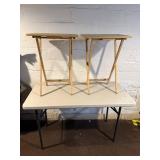Pair of Light-Wood Folding TV Tray Tables with X-Brace Legs