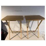 Pair of Light-Wood Folding TV Tray Tables with X-Brace Legs