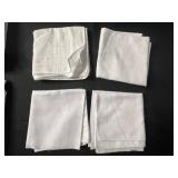 White Ceramic Table Lamp w Timer & VTG Embroidered Towels/Linens