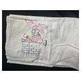 White Ceramic Table Lamp w Timer & VTG Embroidered Towels/Linens