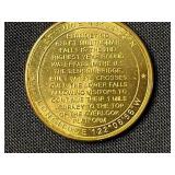 Equitable Building & Loan Brass Lock Box 7518 with 1979 A Guide Book of United States Coins w Dutch Coin & Oregon Medallion