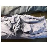 at home Queen Microfiber Embossed Sheet Set & Red & Blue Reversible Comforter - tote inc