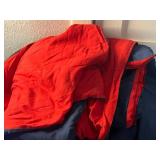 at home Queen Microfiber Embossed Sheet Set & Red & Blue Reversible Comforter - tote inc