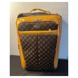 American Flyer Suitcase - Vintage Yellow Pattern with Front Pocket w Travel Accessories quantities unverified