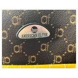 American Flyer Vintage Suitcase & Ironing Board Set - Brown/Gold Pattern with Tan Trim