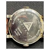 Fossil Arkitek Dual Time Watch - Beige Dial, 100m WR, Stainless Steel Case, Leather Strap - unauthenticated