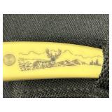 Western Fixed-Blade Hunting Knife Set (4-Piece) with Leather & Nylon Sheaths