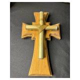 Decorative Home Decor Lot: Glass Vases, Tray, Wooden Cross, Pillow