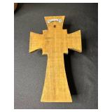 Decorative Home Decor Lot: Glass Vases, Tray, Wooden Cross, Pillow