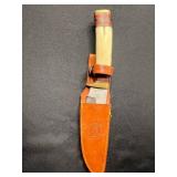 Chippewa Cutlery Fixed-Blade Hunting Knife - Bone Handle, Leather Sheath