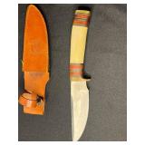 Chippewa Cutlery Fixed-Blade Hunting Knife - Bone Handle, Leather Sheath