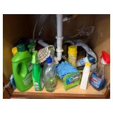 Windex Glass Cleaner & Assorted Household Cleaners Under Sink - content quantities unverified