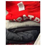 Red Nassau Bahamas NB 1492 Graphic Tee & Dockers Fleece Jacket & Assorted Hoodies in Laundry Basket