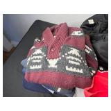 Red Nassau Bahamas NB 1492 Graphic Tee & Dockers Fleece Jacket & Assorted Hoodies in Laundry Basket