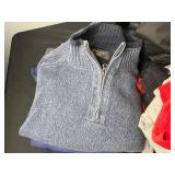 Red Nassau Bahamas NB 1492 Graphic Tee & Dockers Fleece Jacket & Assorted Hoodies in Laundry Basket