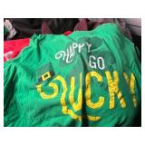 Red Nassau Bahamas NB 1492 Graphic Tee & Dockers Fleece Jacket & Assorted Hoodies in Laundry Basket