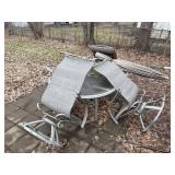 Patio Dining Table Set with 4 Chairs - Round Glass Top, Aluminum Frame, Gray