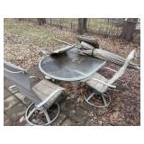 Patio Dining Table Set with 4 Chairs - Round Glass Top, Aluminum Frame, Gray