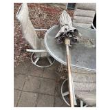 Patio Dining Table Set with 4 Chairs - Round Glass Top, Aluminum Frame, Gray