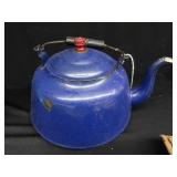 VINTAGE ENAMEL AND BURLAP