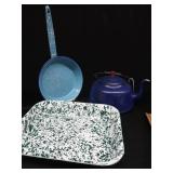 VINTAGE ENAMEL AND BURLAP