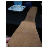 VINTAGE ENAMEL AND BURLAP