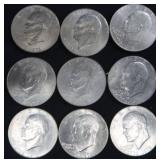 9) 1776-1976 BICENTENNIAL EISENHOWER DOLLARS