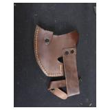 DAMASCUS AXE WITH LEATHER SHEATH
