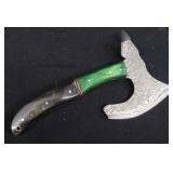 DAMASCUS AXE WITH LEATHER SHEATH