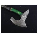 DAMASCUS AXE WITH LEATHER SHEATH