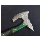 DAMASCUS AXE WITH LEATHER SHEATH