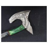 DAMASCUS AXE WITH LEATHER SHEATH
