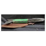 DAMASCUS AXE WITH LEATHER SHEATH