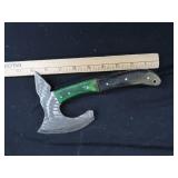 DAMASCUS AXE WITH LEATHER SHEATH