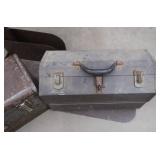 MEDICAL STAND, METAL TOOL BOXES, AND A GARAGE SEAT/CHAIR ON WHEELS