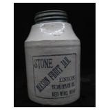 ANTIQUE REDWING STONE MASON FRUIT JAR.