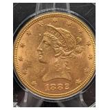 Liberty Head $10 Gold Eagle 1882 Coin