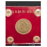 Liberty Head Gold Half Eagle $5 Coin - 1879