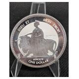 Virgin Islands 2019 Queen Elizabeth II 1 oz .999 Silver One Dollar Coin