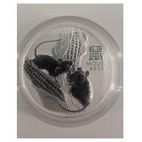 Australia 50 Cents Silver Coin - Queen Elizabeth II, 1/2 Oz .9999 Ag; Year of the Mouse 2020