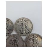 Walking Liberty Half Dollars - 5 Coins, 1934-1945 90% Silver