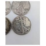 Walking Liberty Half Dollars - 1942 (4 coins) 90% Silver