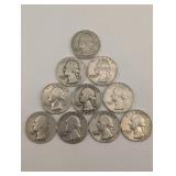 Lot Of 10 90% Washington Quarters