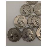 Lot Of 10 90% Washington Quarters